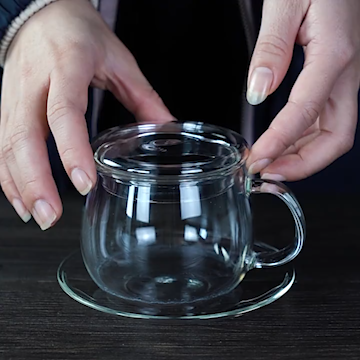 Glass Tea Coffee Cups Saucers With Lids