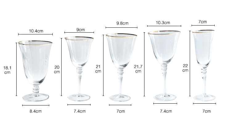 transparent bucket bowl glass long short stem wine glasses set wholesale