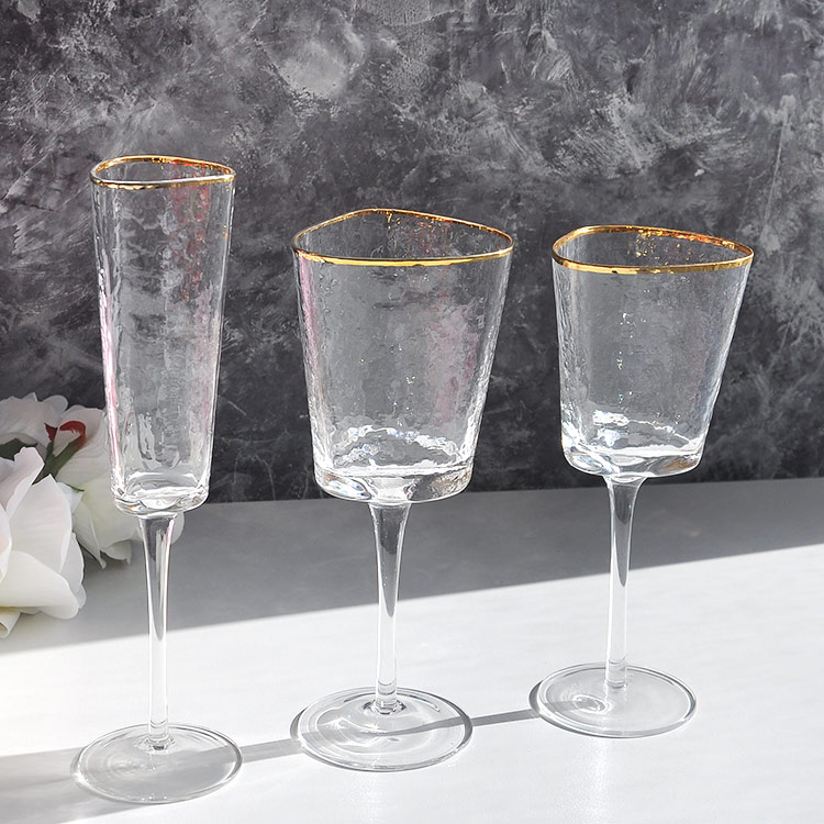 Gold Rim Triangular Toasting Glasses