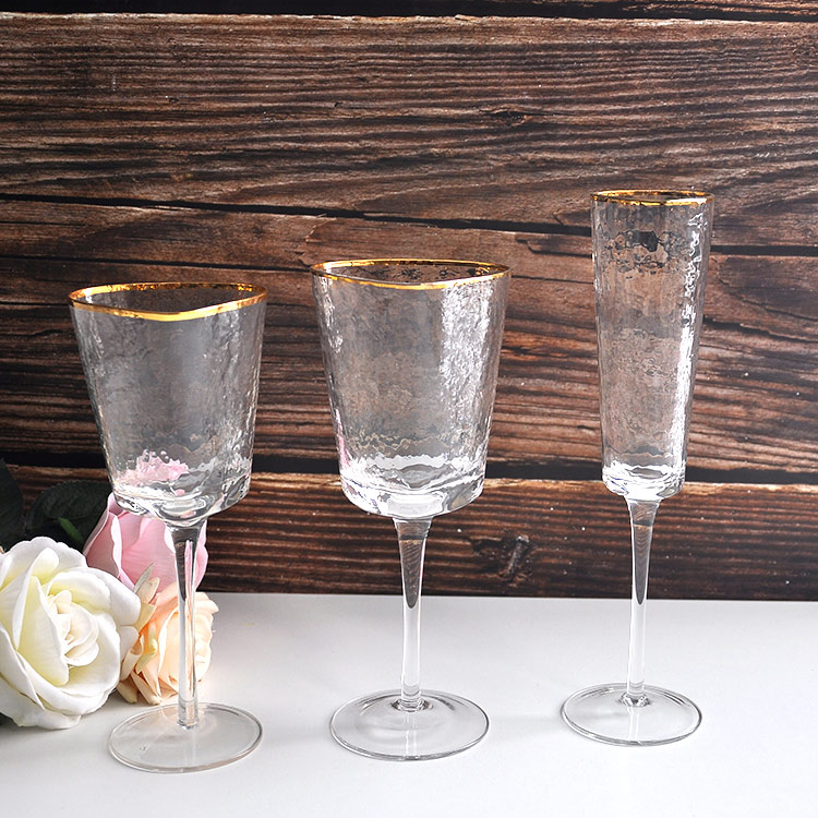 Gold Rim Triangular Toasting Glasses