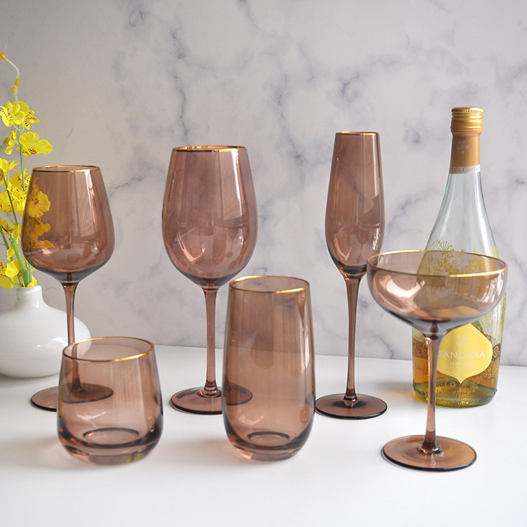 Brown Wine Glasses Set