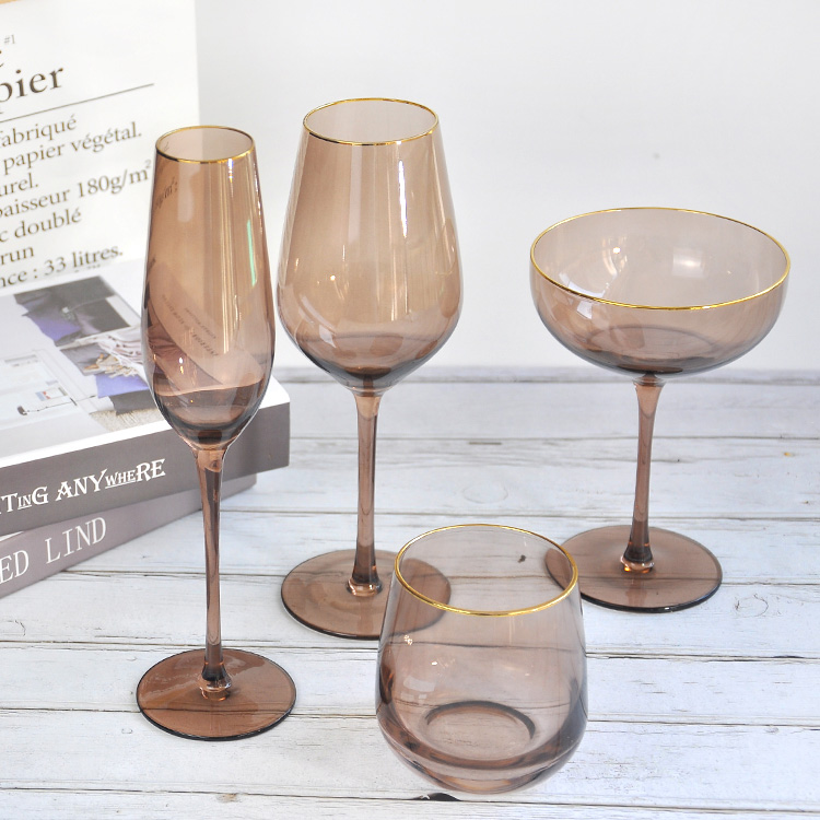 Brown Wine Glasses Set