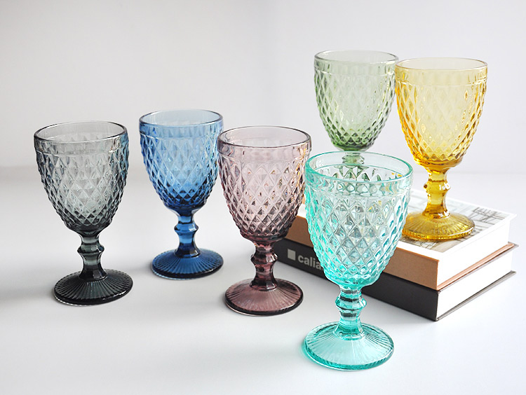 Engraved vintage wine glass water goblet glasses multi colour retro stemware video