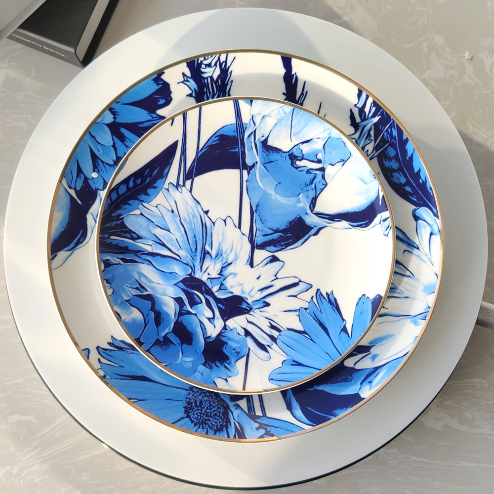 Blue Flower Dinner And Dessert Plates