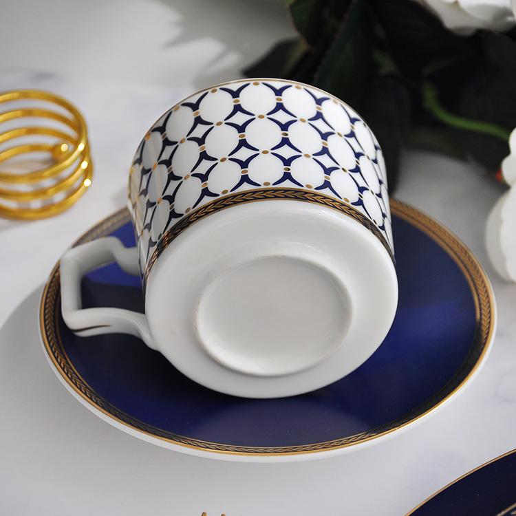 Blue Ceramic Teacup And Saucer Set