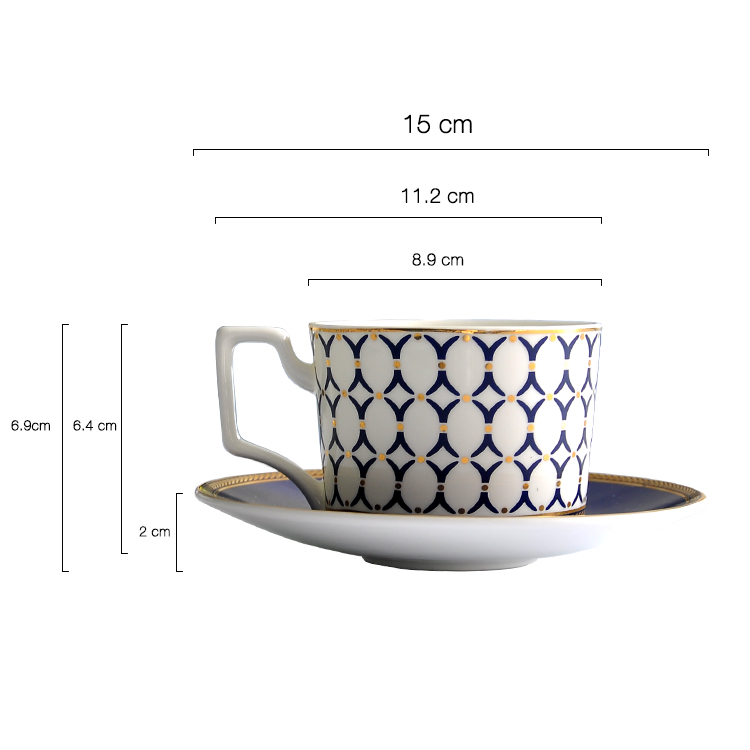 custom fine blue ceramic teacup and saucer set