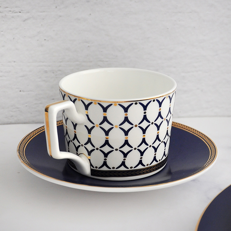 Blue Ceramic Teacup And Saucer Set