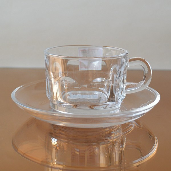 Clear Glass Espresso Coffee Cups And Saucer