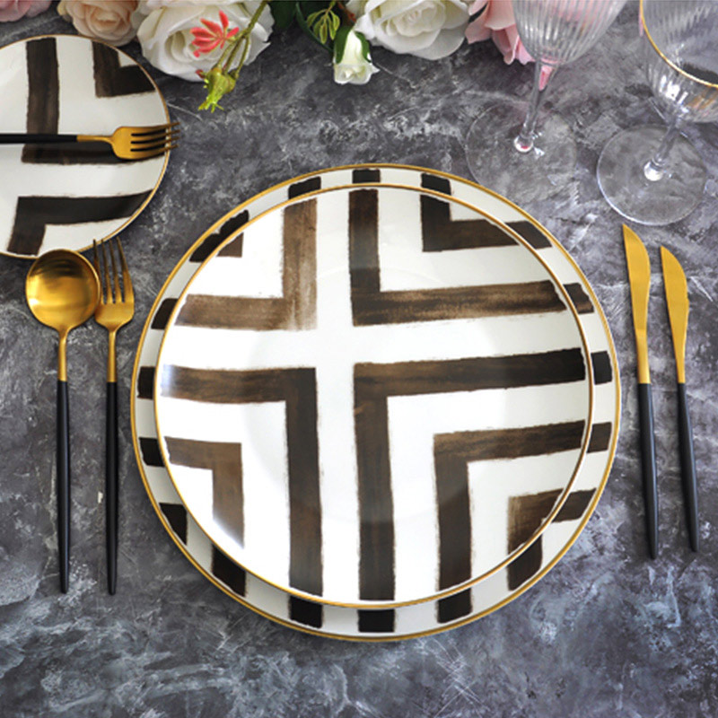 Black And White Stripe Dinnerware Plates 