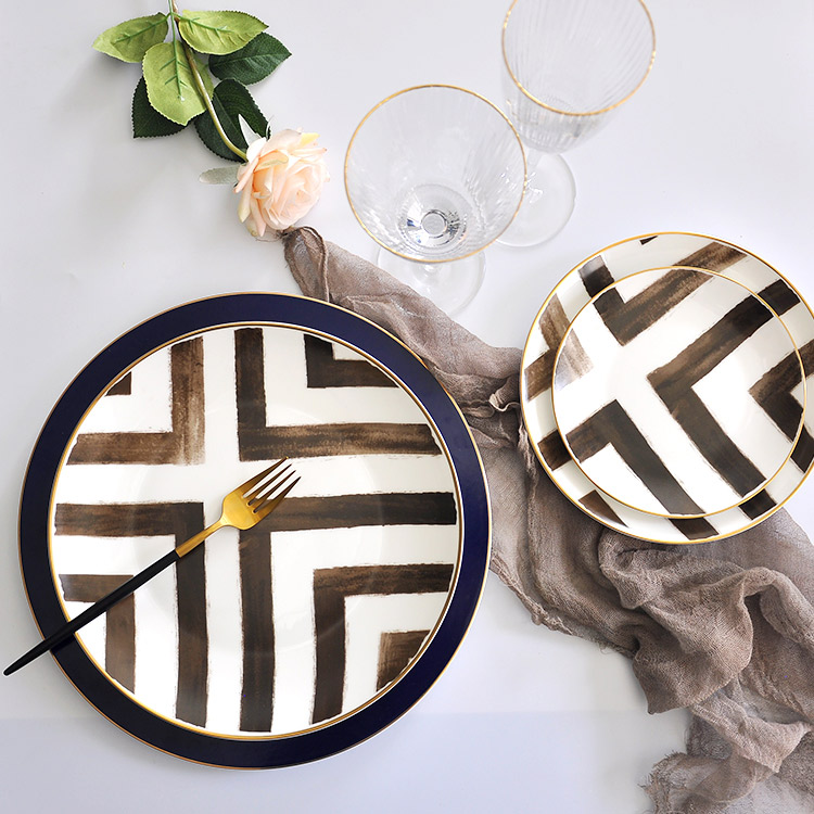 Black And White Stripe Dinnerware Plates 