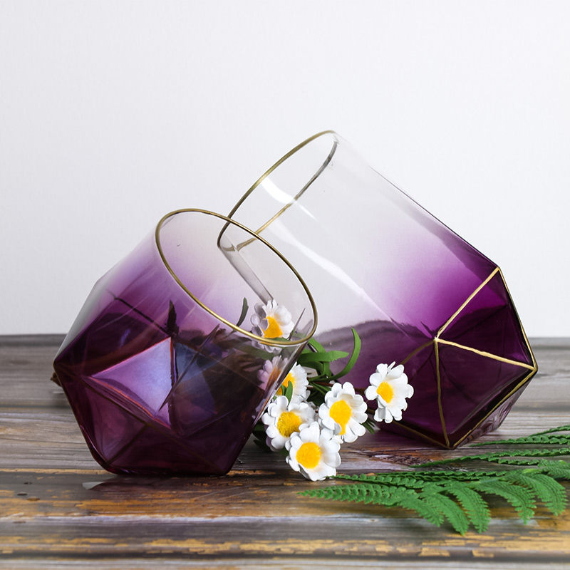 Purple Diamond Shape Wine Glasses Stemless