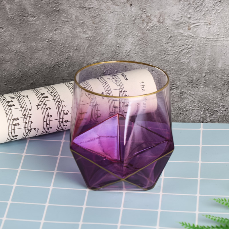 Purple Diamond Shape Wine Glasses Stemless