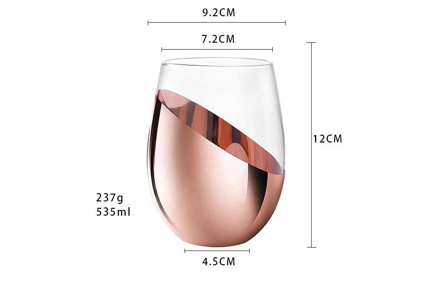 plating rose gold crystal wine glasses stemless