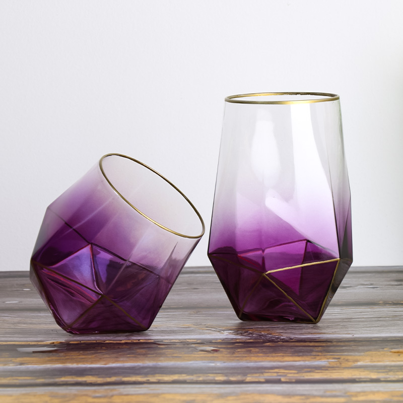 Purple Diamond Shape Wine Glasses Stemless