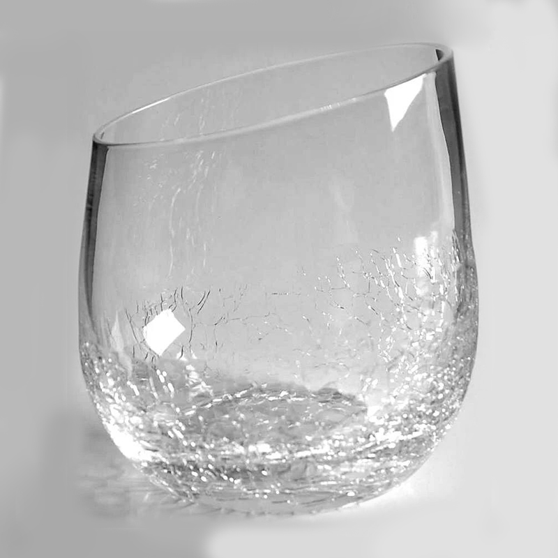 Bevel Crackle Wine Glasses Stemless