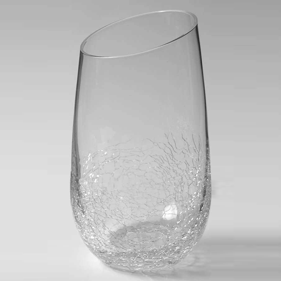 Bevel Crackle Wine Glasses Stemless