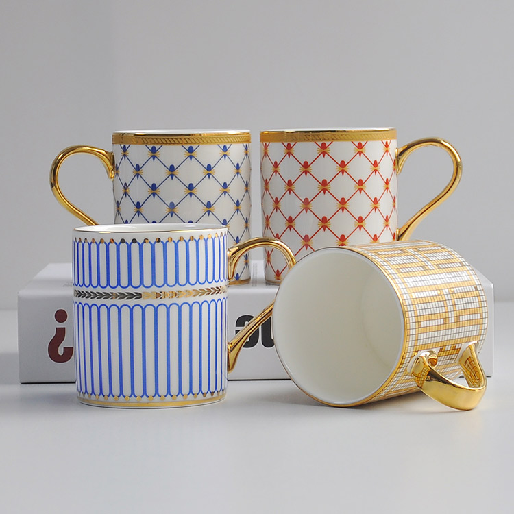 Gold Handle Plated Coffee Mugs