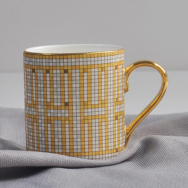 Gold Handle Plated Coffee Mugs