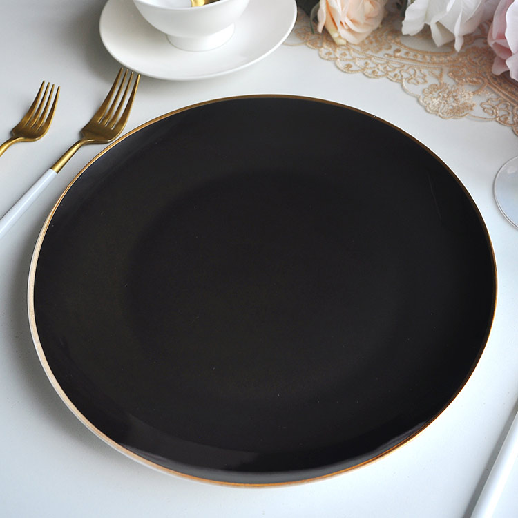 Shiny Black Bone China Charger Plate