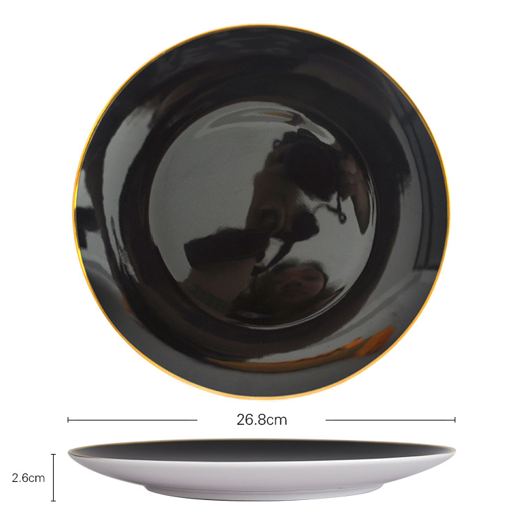 Shiny Black Bone China Charger Plate