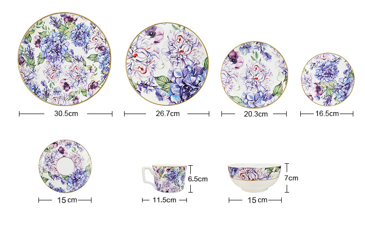 custom flower fine bone china cereal serving bowls