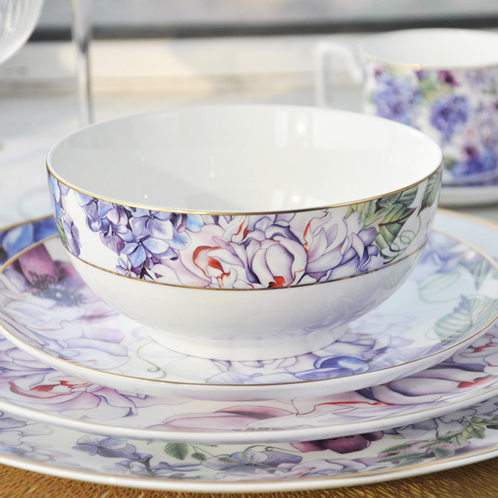 Flower Fine Bone China Cereal Serving Bowls