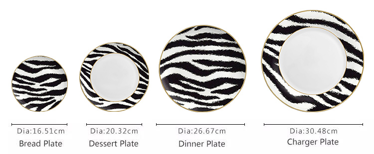 ceramic dish set black leopard print dinnerware plate