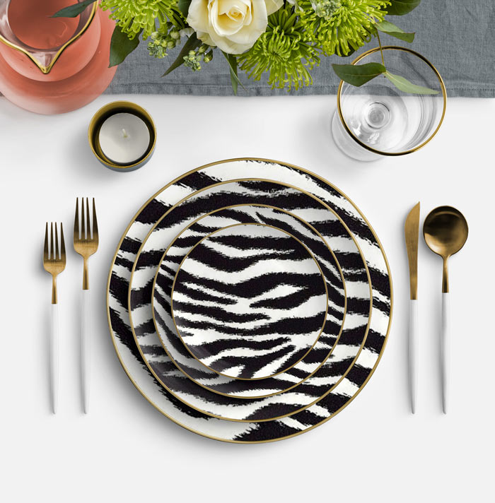 Black Leopard Print Dinnerware Plate