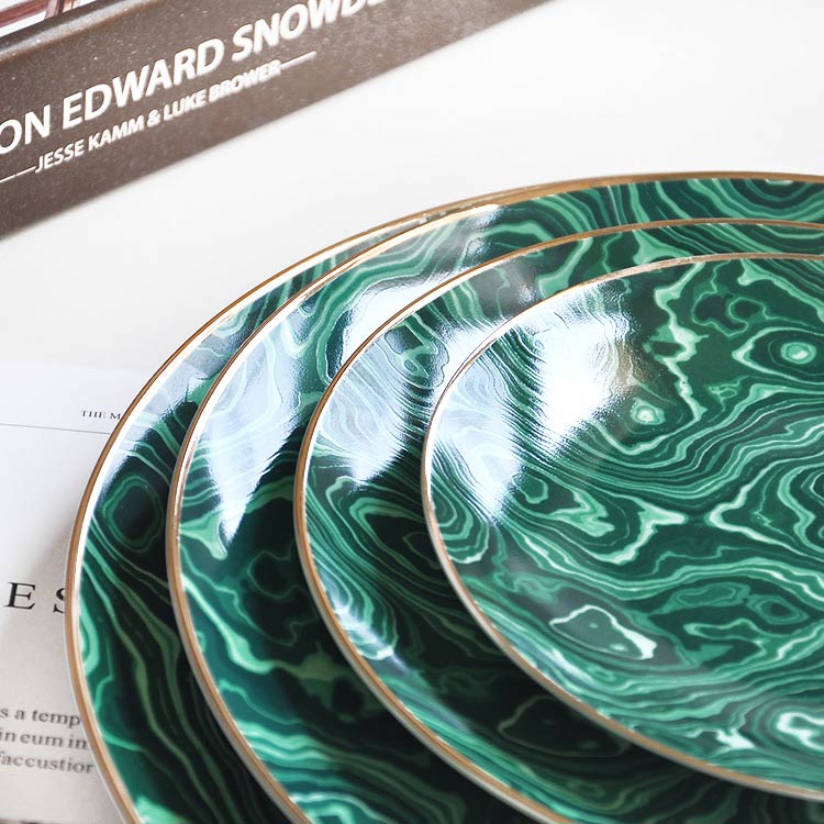 Green Full Ceramic Dinner Plate Set