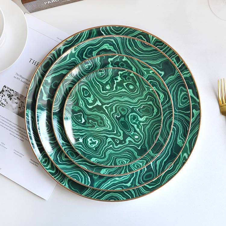 Green Full Ceramic Dinner Plate Set