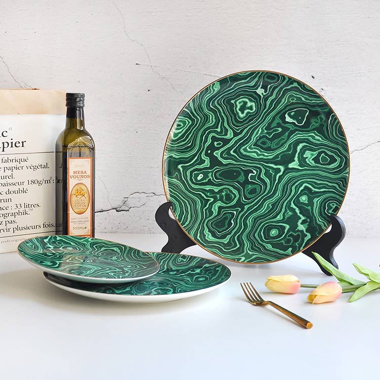 Green Full Ceramic Dinner Plate Set