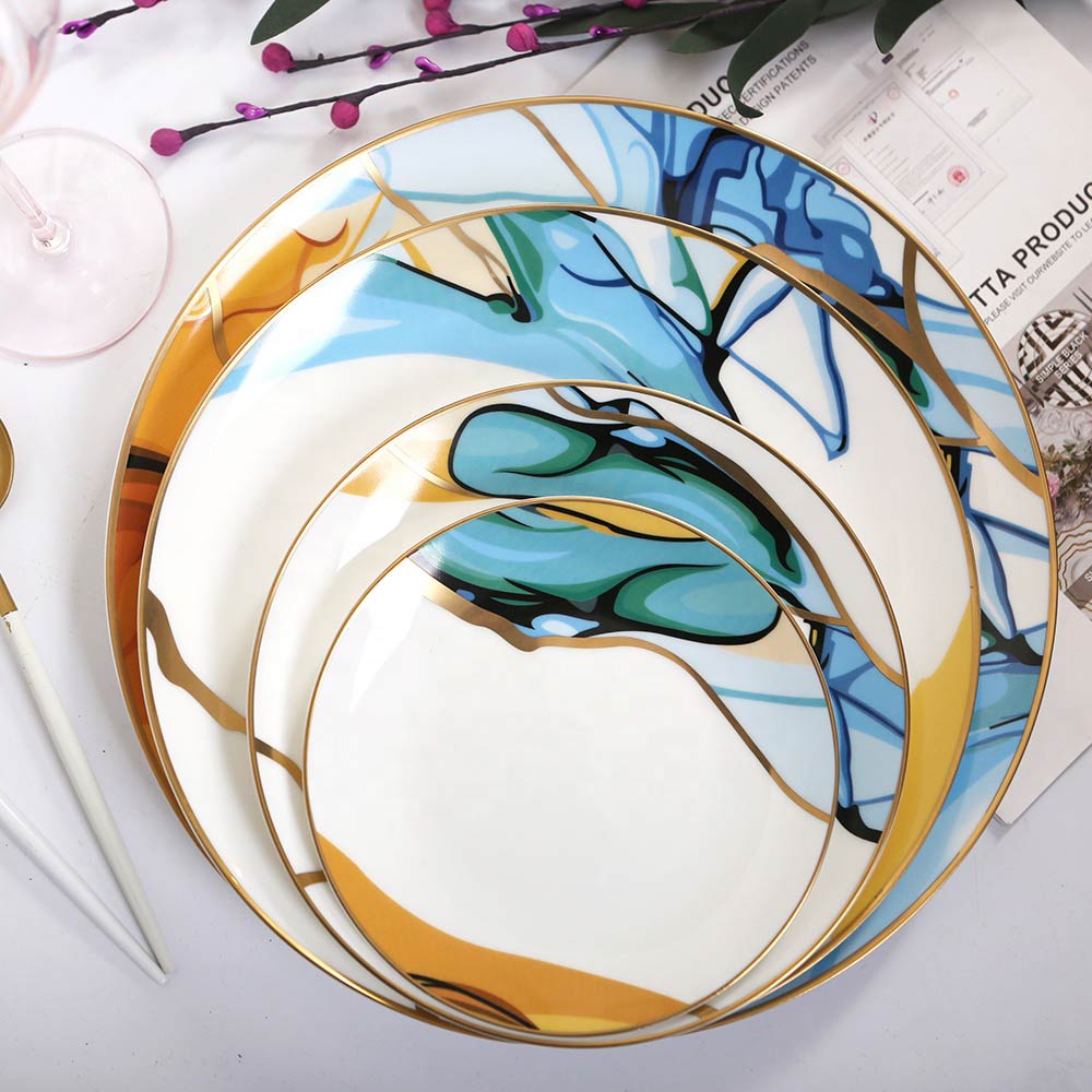 Fine Bone China Gold Dinnerware Dinner Set