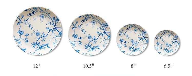 western traditional ceramic blue dinner dishes set