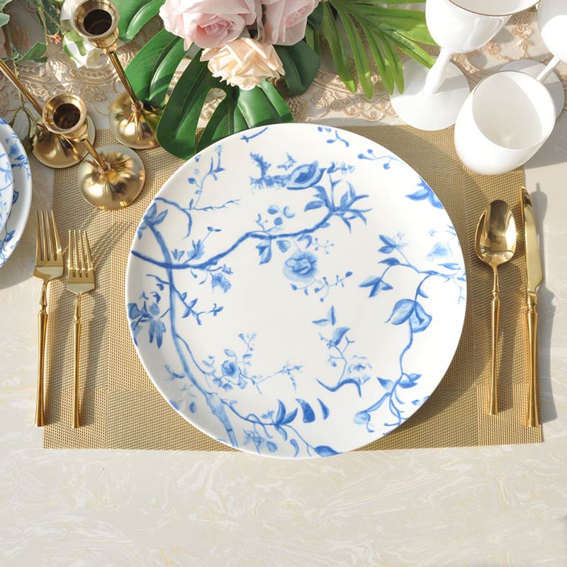 Ceramic Blue Dinner Dishes Set