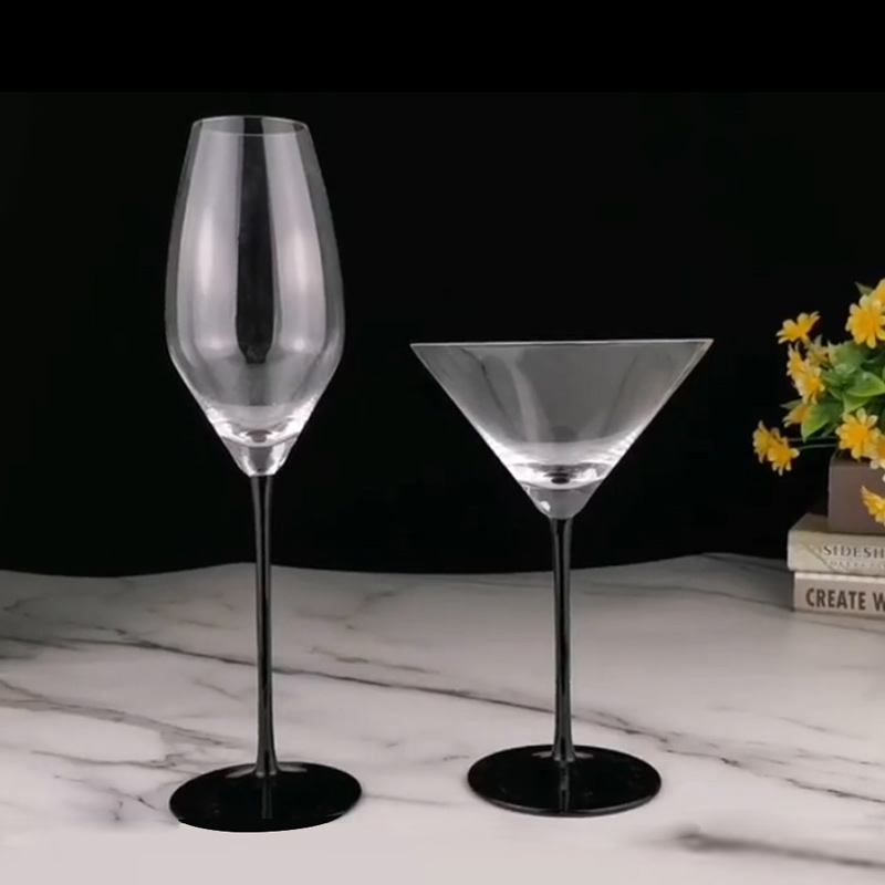 Red Stem Crystal Martini Glasses