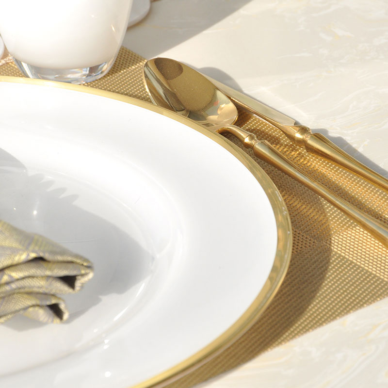 Gold Rim White Glass Charger Plates