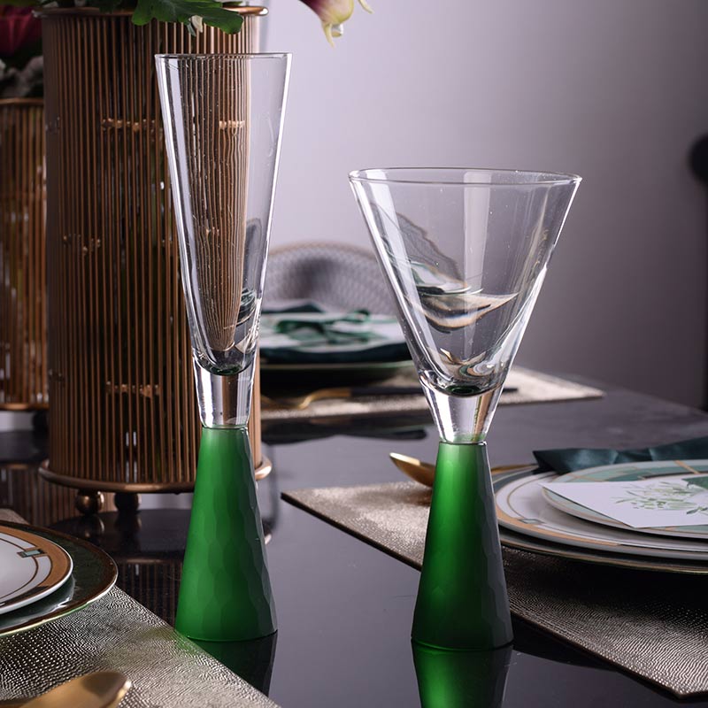 Solid Thick Stem Crystal Champagne Flutes