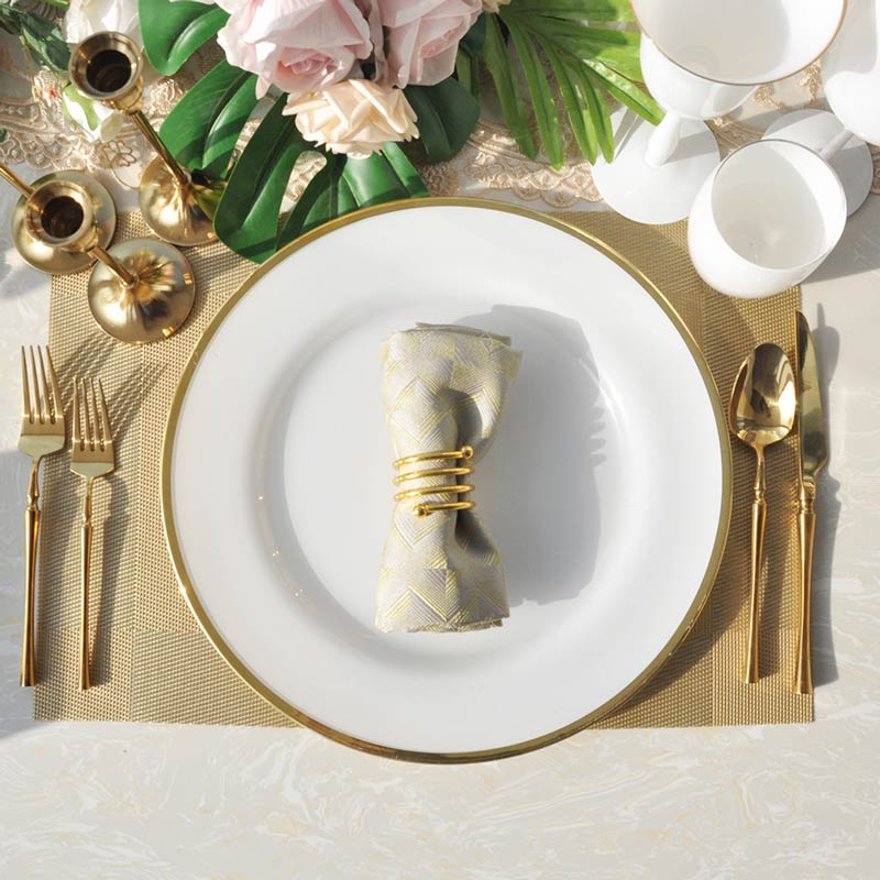 Gold Rim White Glass Charger Plates