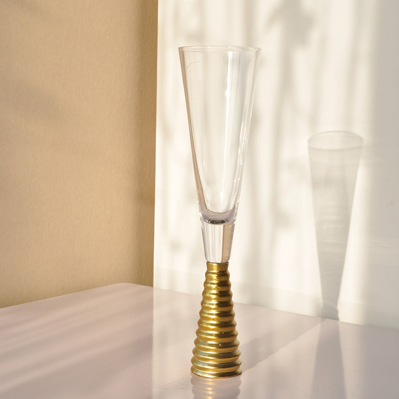 Solid Thick Stem Crystal Champagne Flutes