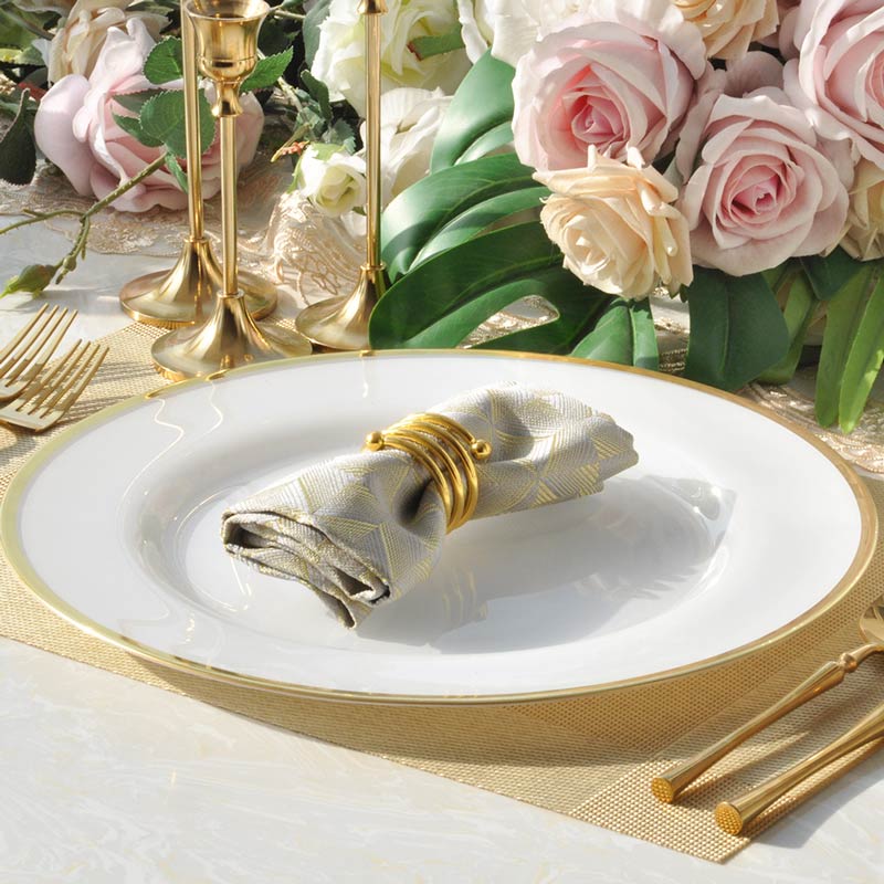 Gold Rim White Glass Charger Plates