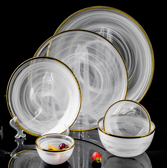 Swirl Glass Service Plate And Bowls Set