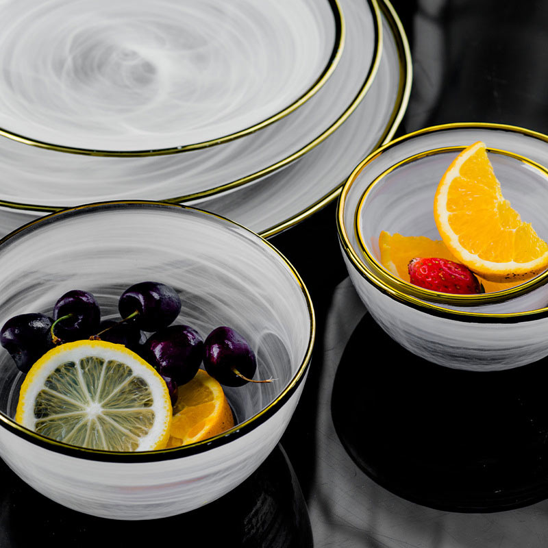 Swirl Glass Service Plate And Bowls Set