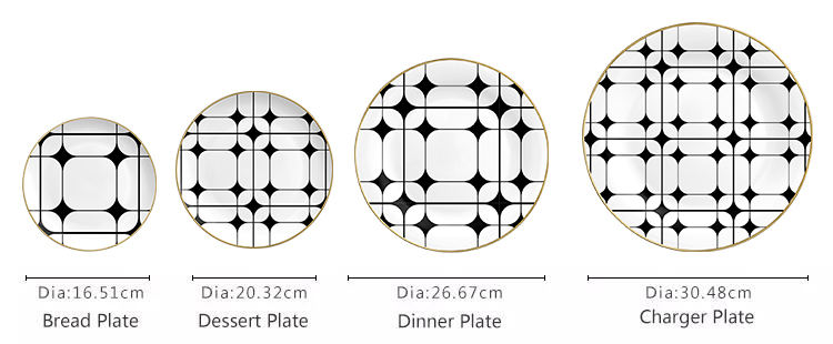 black and white ceramics dinner plate sets
