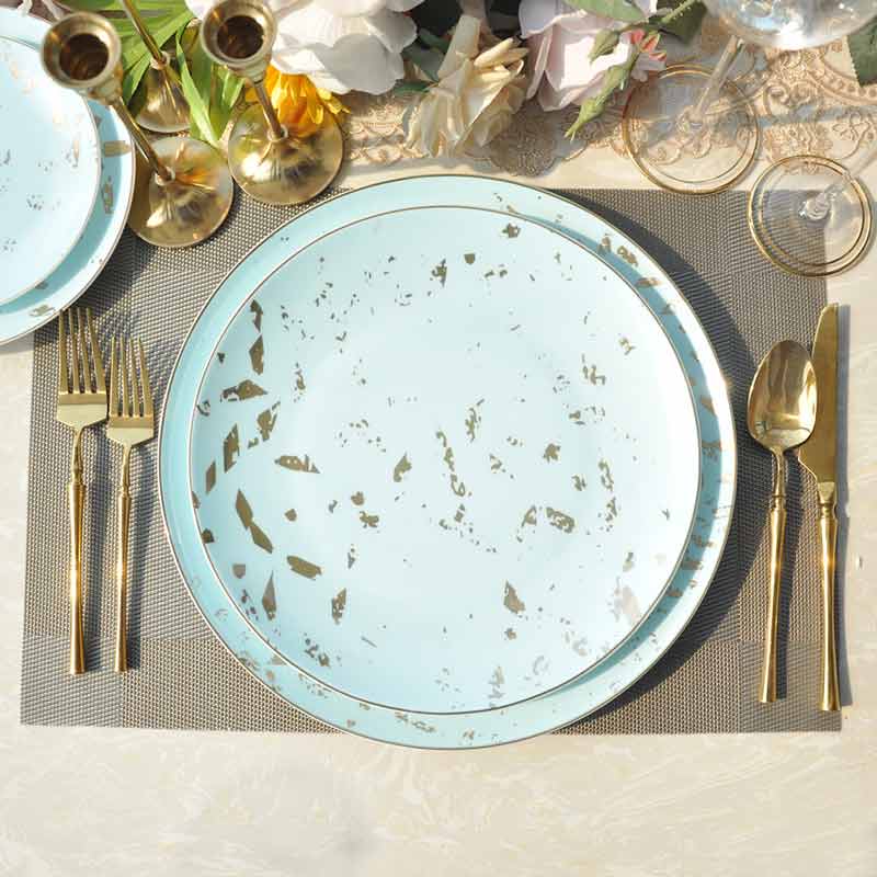 Gold Blue Style Bone China Dinner Set