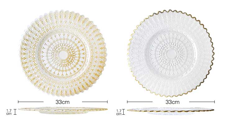 Gold Rim Glass Embossed Charger Plates