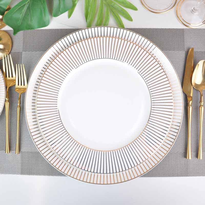 Gold Stripe Dinnerware Plates