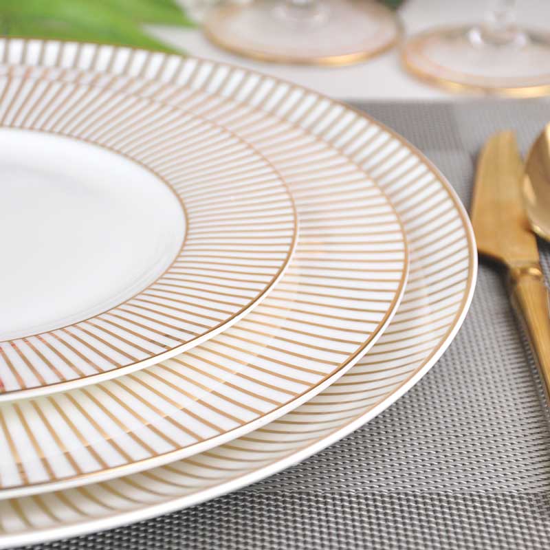 Gold Stripe Dinnerware Plates