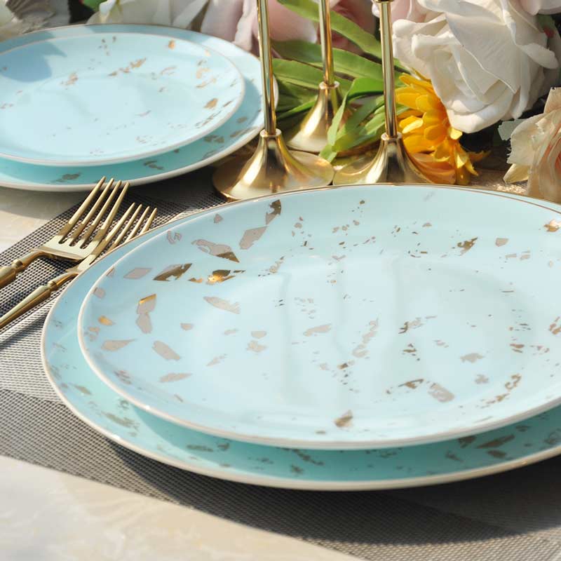 Gold Blue Style Bone China Dinner Set