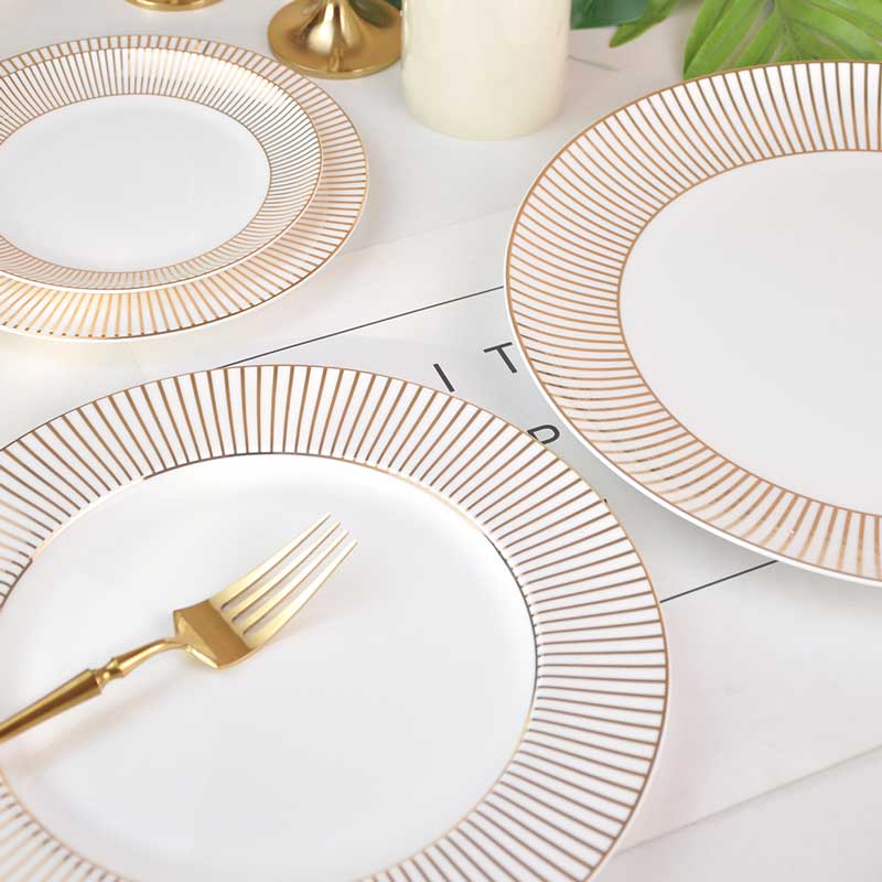 Gold Stripe Dinnerware Plates