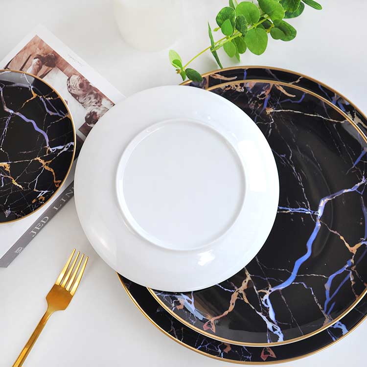 Black Marble Dinner Plate Set